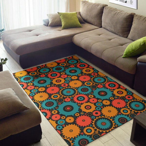 Mechanic Colorful Pattern Print Sillvela Area Rug