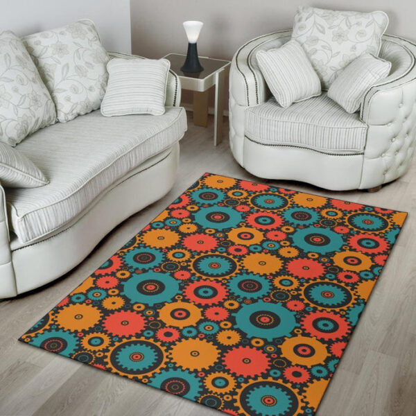 Mechanic Colorful Pattern Print Sillvela Area Rug