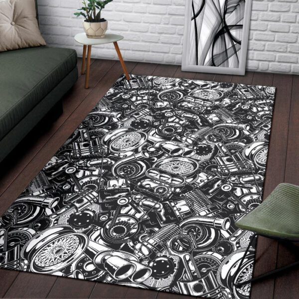 Mechanic Pattern Print Sillvela Area Rug