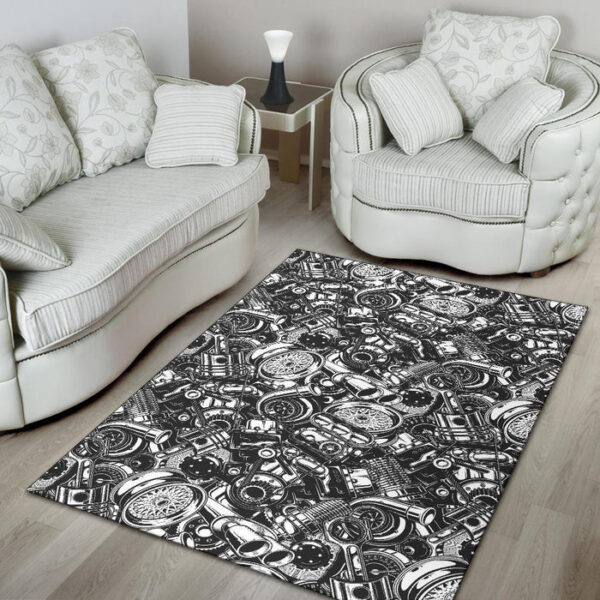Mechanic Pattern Print Sillvela Area Rug