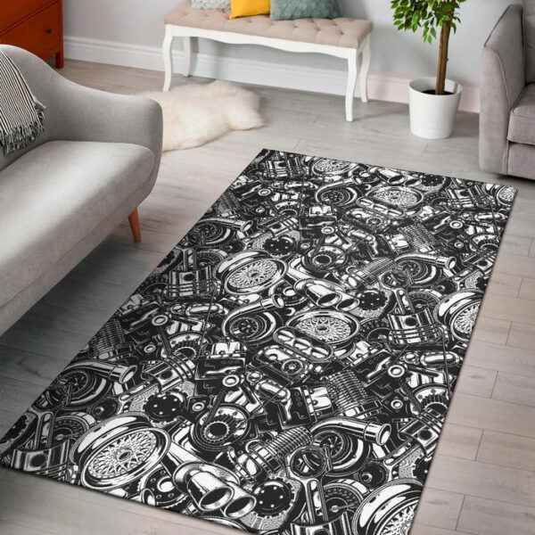 Mechanic Pattern Print Sillvela Area Rug