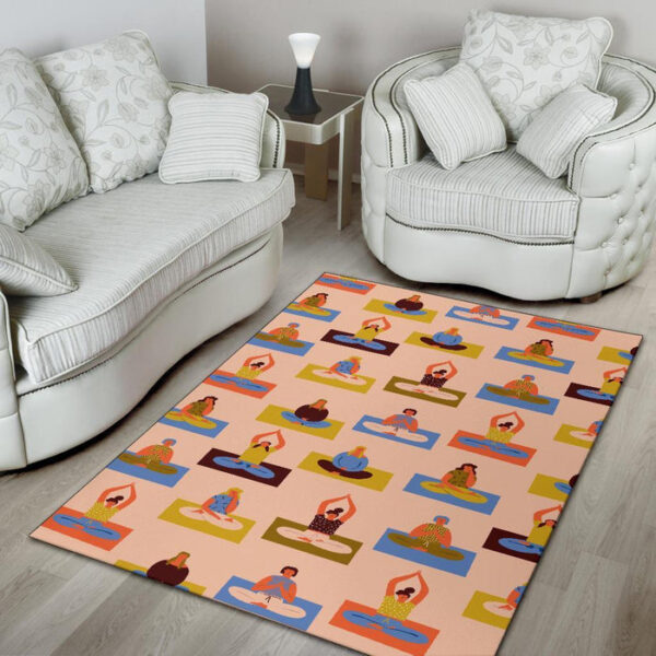 Meditation Yoga Print Pattern Sillvela Area Rug
