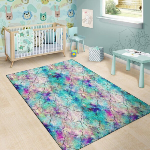 Mermaid Galaxy Print Sillvela Area Rug