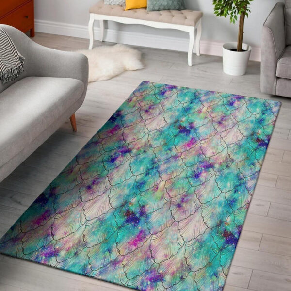 Mermaid Galaxy Print Sillvela Area Rug