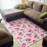 Mermaid Pink Pattern Print Sillvela Area Rug