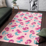 Mermaid Pink Pattern Print Sillvela Area Rug