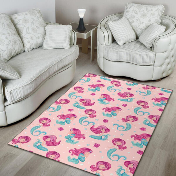 Mermaid Pink Pattern Print Sillvela Area Rug