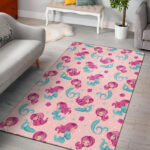 Mermaid Pink Pattern Print Sillvela Area Rug