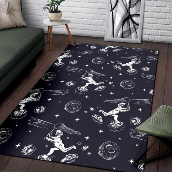 Metero Astronaut Print Pattern Sillvela Area Rug