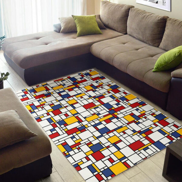 Mondrian Pattern Print Sillvela Area Rug
