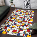 Mondrian Pattern Print Sillvela Area Rug