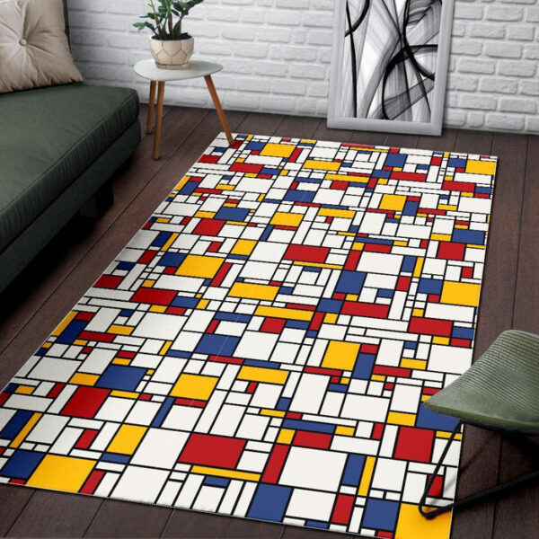 Mondrian Pattern Print Sillvela Area Rug