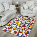 Mondrian Pattern Print Sillvela Area Rug