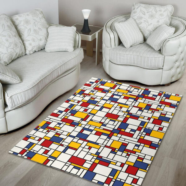 Mondrian Pattern Print Sillvela Area Rug