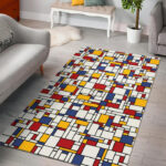 Mondrian Pattern Print Sillvela Area Rug