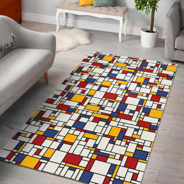 Mondrian Pattern Print Sillvela Area Rug