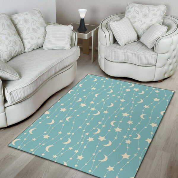 Moon Star Pattern Print Sillvela Area Rug