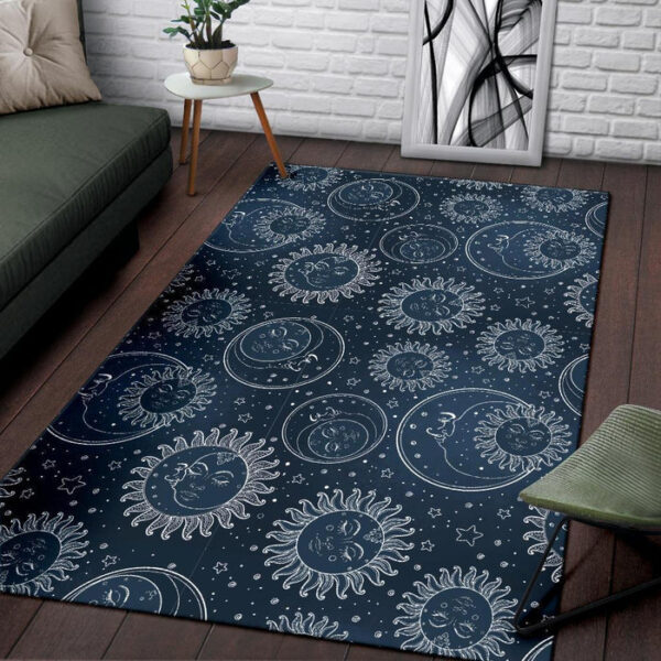 Moon Sun Print Pattern Sillvela Area Rug