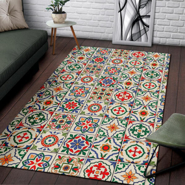 Mosaic Colorful Print Pattern Sillvela Area Rug