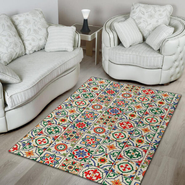 Mosaic Colorful Print Pattern Sillvela Area Rug