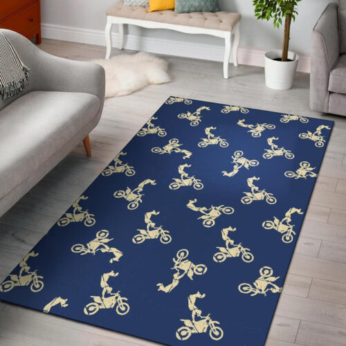 Motocross Pattern Print Sillvela Area Rug