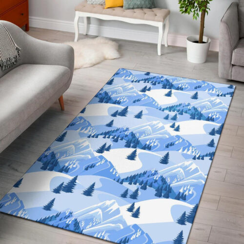 Mountain Snow Pattern Print Sillvela Area Rug