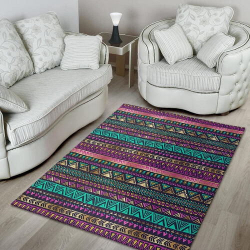 Multicolor Native Aztec Doodle Sillvela Area Rug