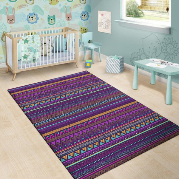Multicolor Native Aztec Doodle Striped Sillvela Area Rug