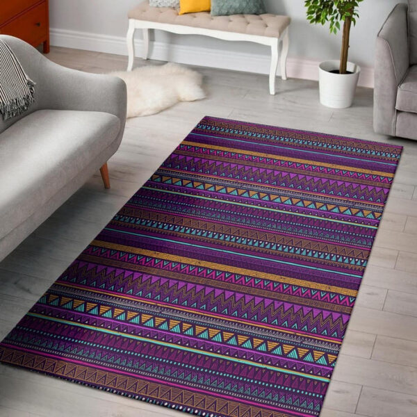 Multicolor Native Aztec Doodle Striped Sillvela Area Rug