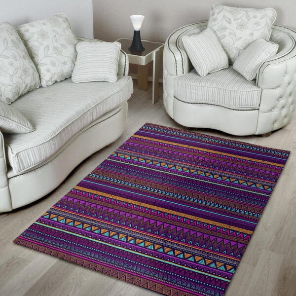 Multicolor Native Aztec Doodle Striped Sillvela Area Rug