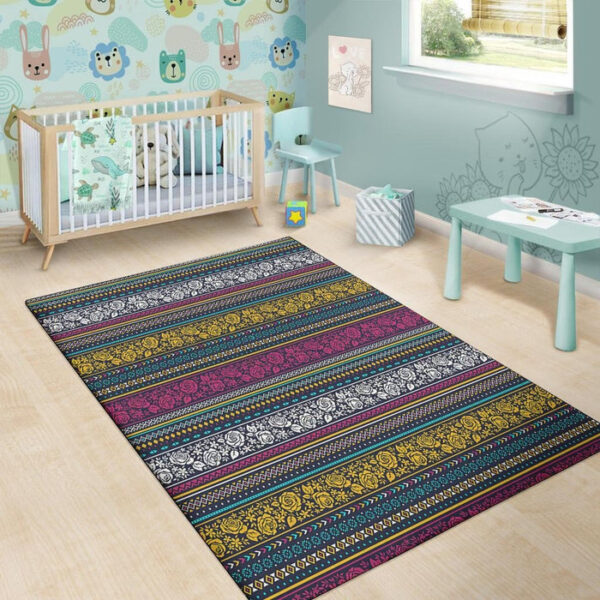 Multicolor Rose Floral Abstract Tribal Aztec Sillvela Area Rug