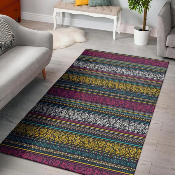 Multicolor Rose Floral Abstract Tribal Aztec Sillvela Area Rug