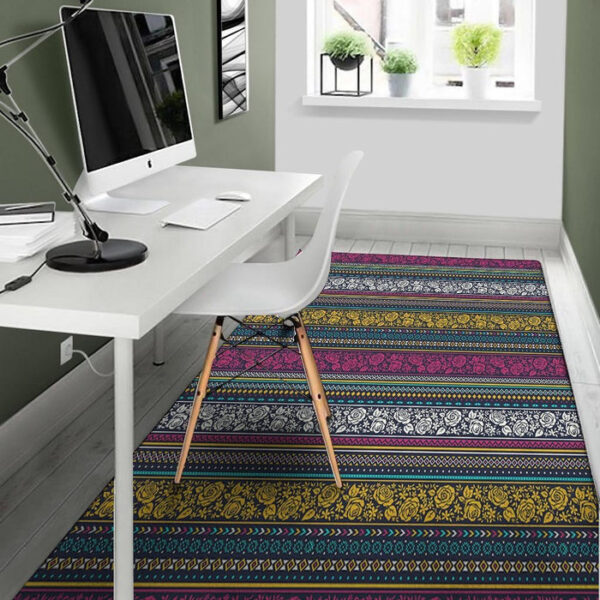 Multicolor Rose Floral Abstract Tribal Aztec Sillvela Area Rug