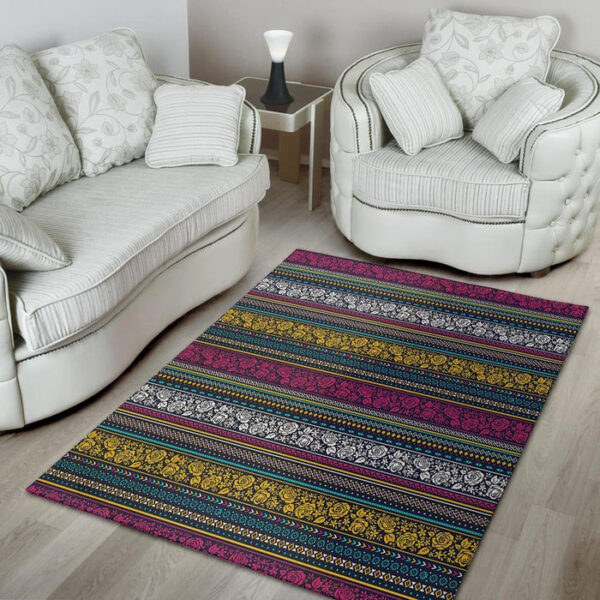 Multicolor Rose Floral Abstract Tribal Aztec Sillvela Area Rug