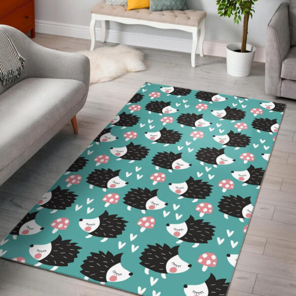 Mushroom Hedgehogs Sillvela Area Rug