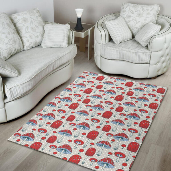 Mushroom Red Dot Print Pattern Sillvela Area Rug