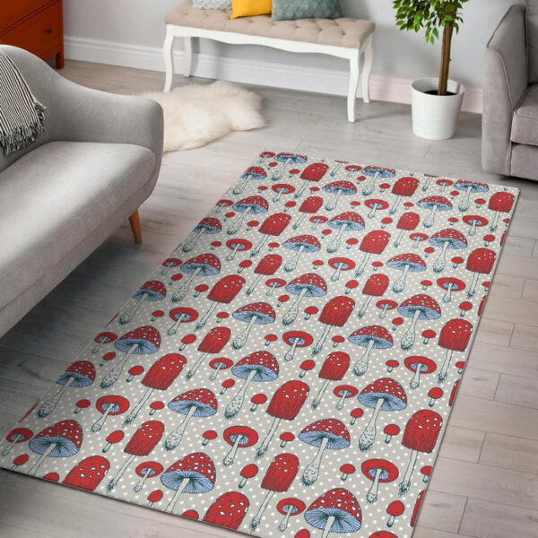 Mushroom Red Dot Print Pattern Sillvela Area Rug