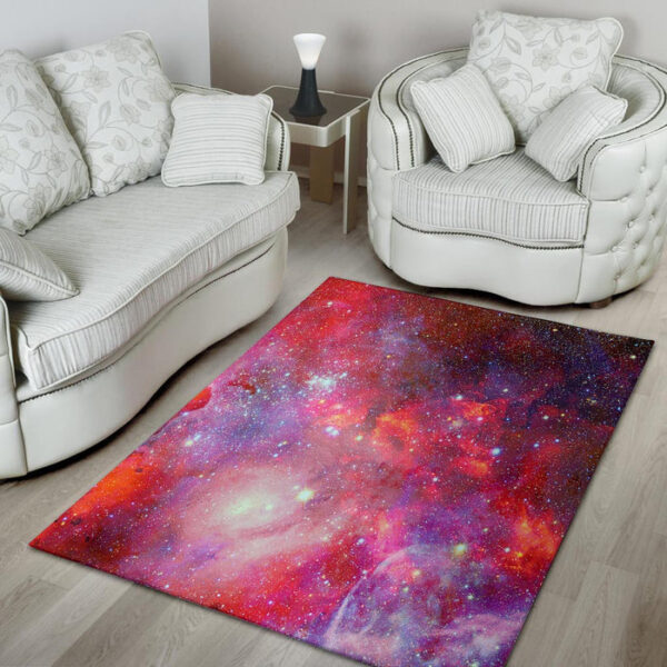 Nebula Red Galaxy Space Sillvela Area Rug