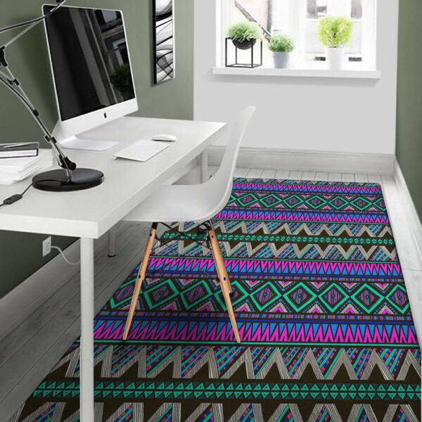 Neon Color Indian Aztec Trippy Sillvela Area Rug
