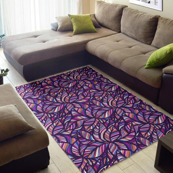 Neon Floral Tropical Hawaiian Palm Leaves Pattern Print Sillvela Area Rug