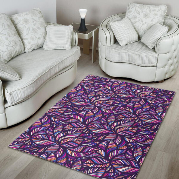 Neon Floral Tropical Hawaiian Palm Leaves Pattern Print Sillvela Area Rug
