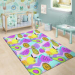 Neon Mix Fruit Pineapple Hawaiian Print Sillvela Area Rug