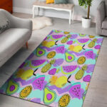 Neon Mix Fruit Pineapple Hawaiian Print Sillvela Area Rug