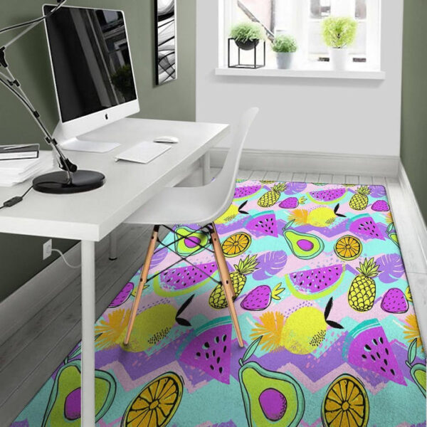 Neon Mix Fruit Pineapple Hawaiian Print Sillvela Area Rug