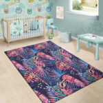 Neon Palm Leaf Hawaiian Print Sillvela Area Rug