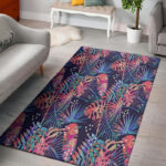 Neon Palm Leaf Hawaiian Print Sillvela Area Rug