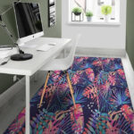 Neon Palm Leaf Hawaiian Print Sillvela Area Rug
