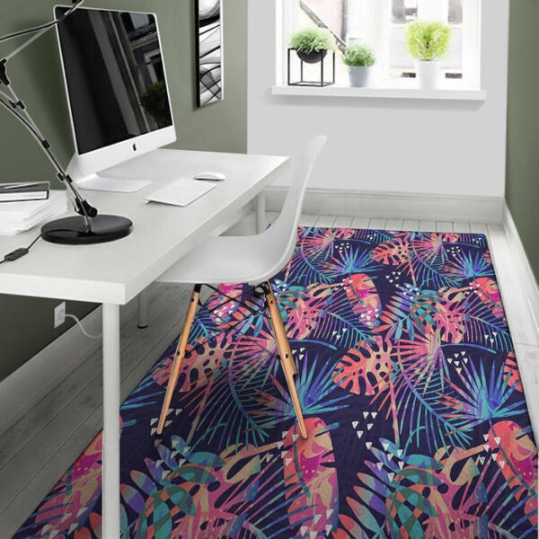 Neon Palm Leaf Hawaiian Print Sillvela Area Rug