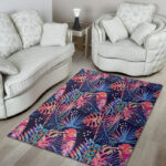 Neon Palm Leaf Hawaiian Print Sillvela Area Rug