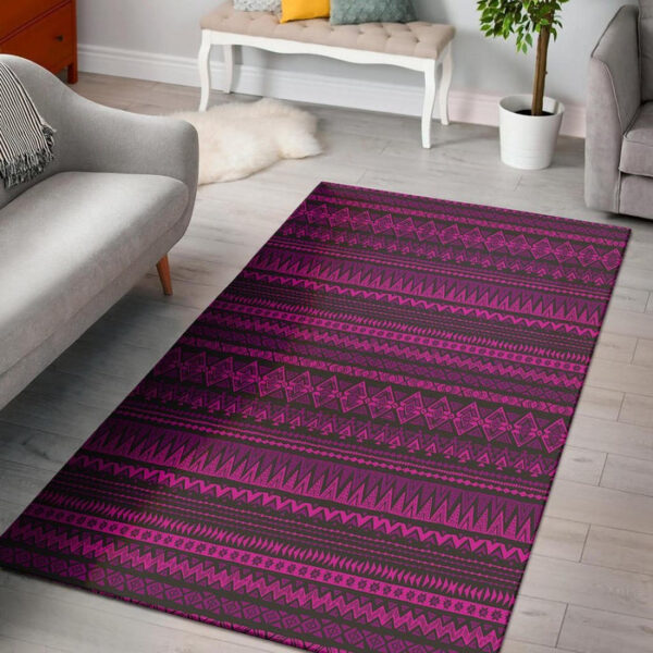 Neon Pink Ethic Aztec Print Sillvela Area Rug